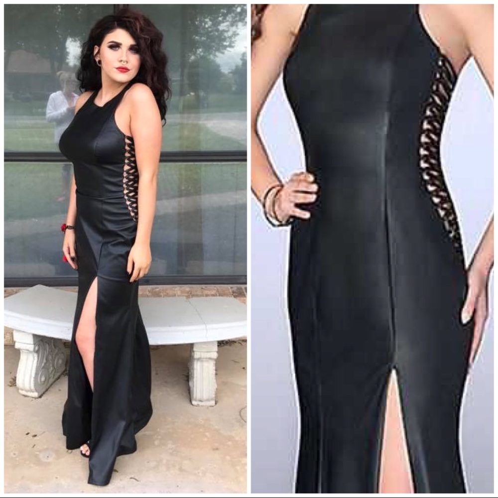 Vegan leather look prom dress